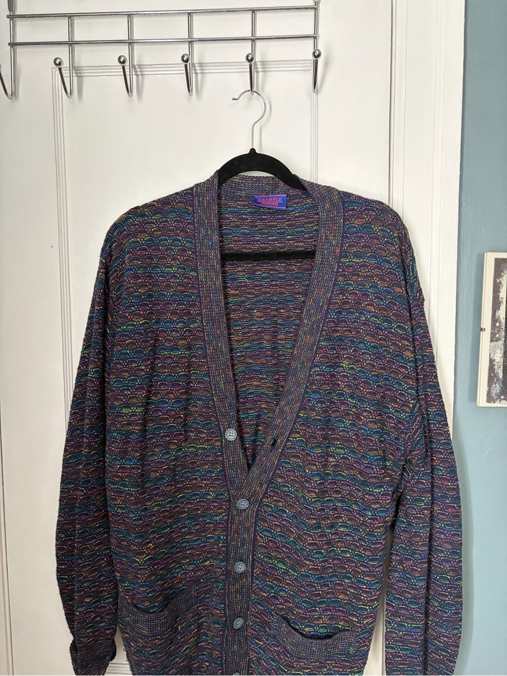 Missoni Multicolor Navy Purple Striped Men's Cardigan